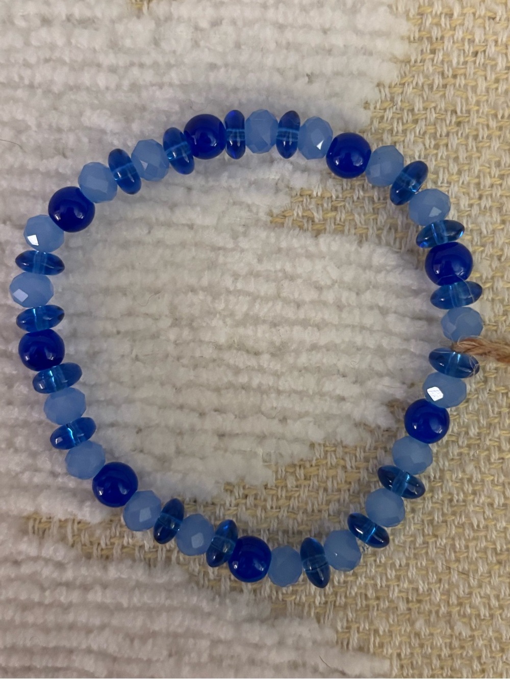 Blue Glass Beaded Stretch Bracelet